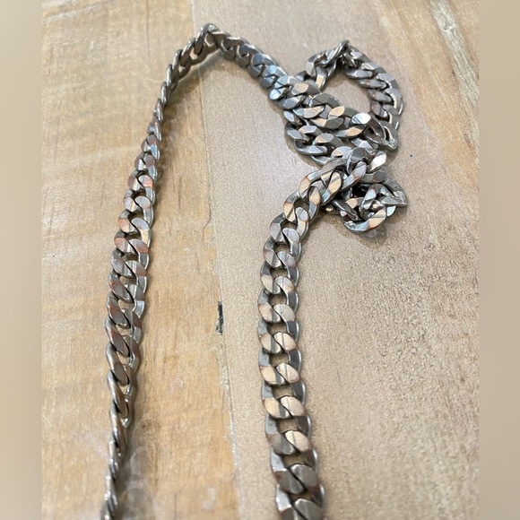 Silver Plated Copper Flat Curb Chain link Necklace 925 marked Italy - Picture 9 of 9